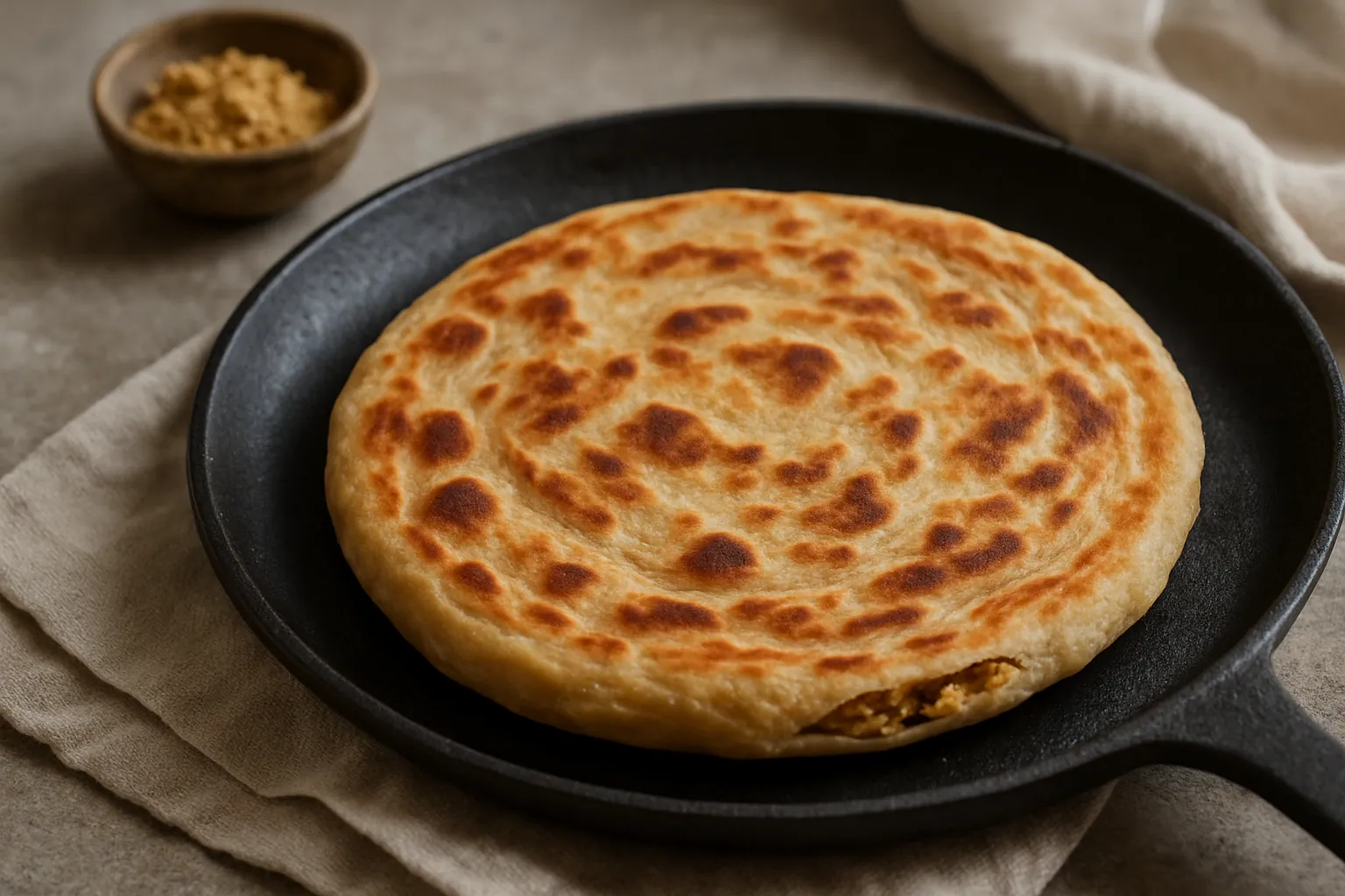 Purvanchali Thali - A wholesome village feast featuring litti, chokha, sattu paratha, seasonal vegetable curry, dal, raita, gur (jaggery), and traditional dessert.